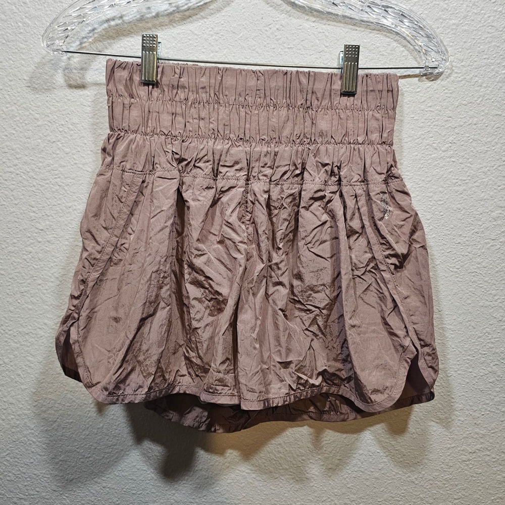 Free People Movement The Way Home Shorts Mauve Smocked High Rise Womens Medium